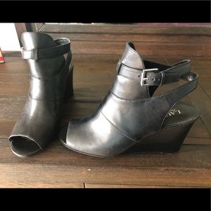 Ralph Lauren 7 1/2 heels black genuine leather.